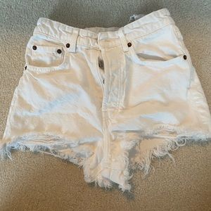 Barely used Zara distressed white shorts